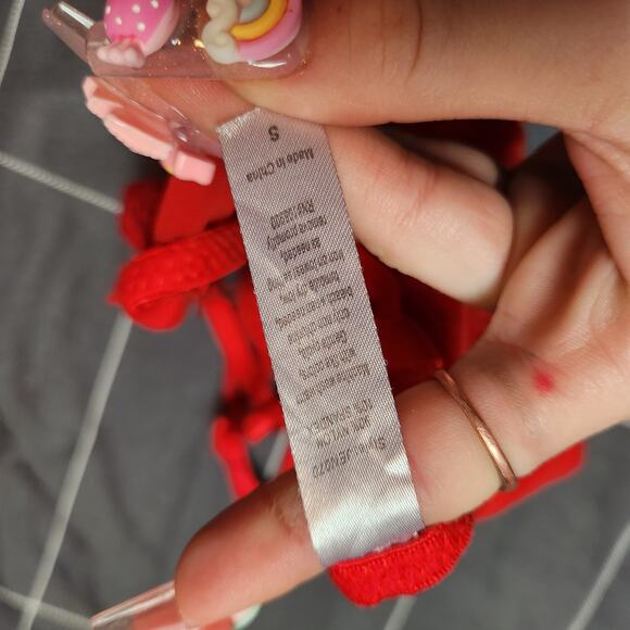 Pretty Little Thing womens S Red bodysuit lace lingerie strappy one piece - Picture 7 of 7